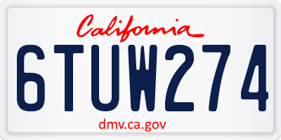 CA license plate 6TUW274
