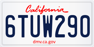 CA license plate 6TUW290