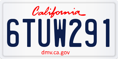 CA license plate 6TUW291
