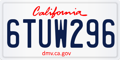CA license plate 6TUW296
