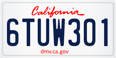 CA license plate 6TUW301