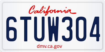 CA license plate 6TUW304