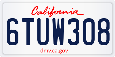 CA license plate 6TUW308