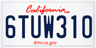 CA license plate 6TUW310