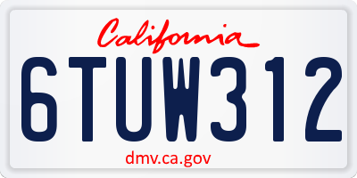 CA license plate 6TUW312