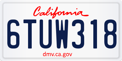 CA license plate 6TUW318