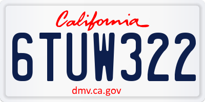 CA license plate 6TUW322