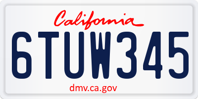 CA license plate 6TUW345