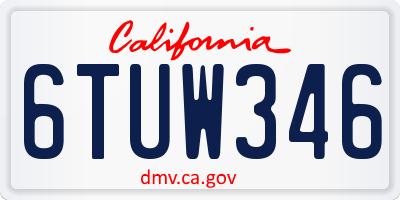 CA license plate 6TUW346