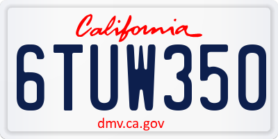 CA license plate 6TUW350