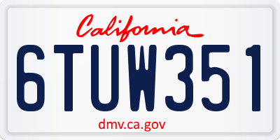 CA license plate 6TUW351