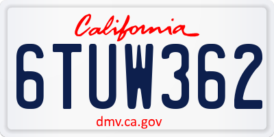 CA license plate 6TUW362