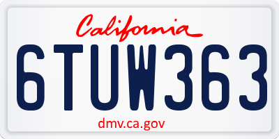 CA license plate 6TUW363