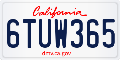 CA license plate 6TUW365