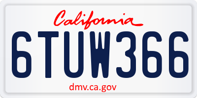 CA license plate 6TUW366