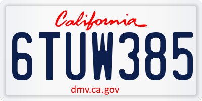 CA license plate 6TUW385