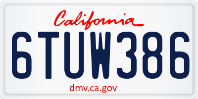 CA license plate 6TUW386