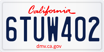 CA license plate 6TUW402