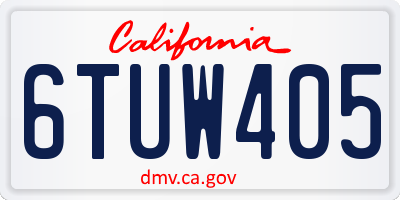 CA license plate 6TUW405