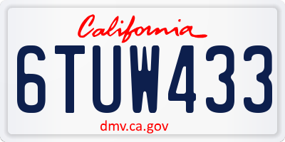 CA license plate 6TUW433