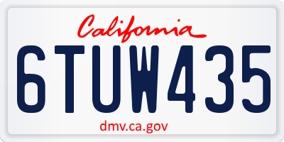 CA license plate 6TUW435