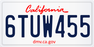 CA license plate 6TUW455