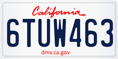 CA license plate 6TUW463
