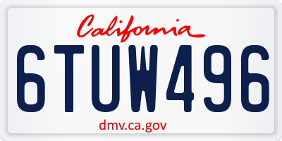 CA license plate 6TUW496