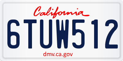 CA license plate 6TUW512
