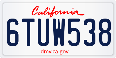 CA license plate 6TUW538