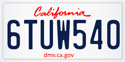 CA license plate 6TUW540