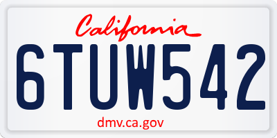 CA license plate 6TUW542