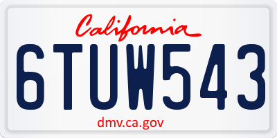 CA license plate 6TUW543