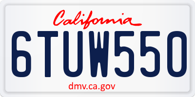 CA license plate 6TUW550