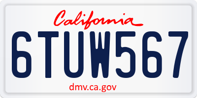 CA license plate 6TUW567