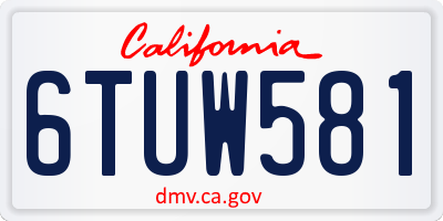 CA license plate 6TUW581