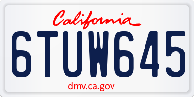 CA license plate 6TUW645
