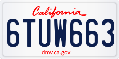 CA license plate 6TUW663