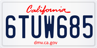 CA license plate 6TUW685