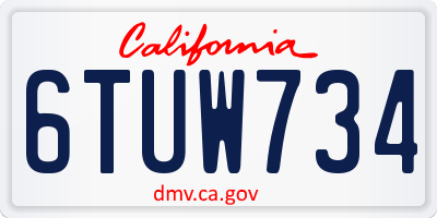 CA license plate 6TUW734