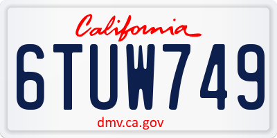 CA license plate 6TUW749