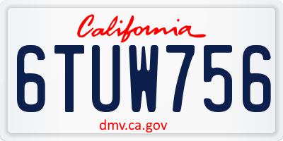CA license plate 6TUW756