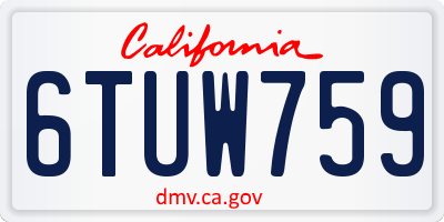CA license plate 6TUW759