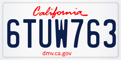 CA license plate 6TUW763