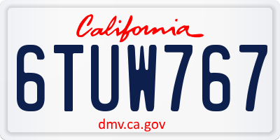 CA license plate 6TUW767