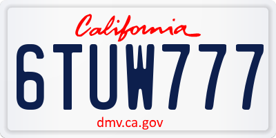 CA license plate 6TUW777