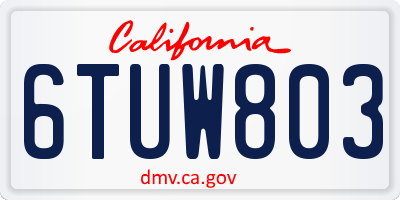 CA license plate 6TUW803