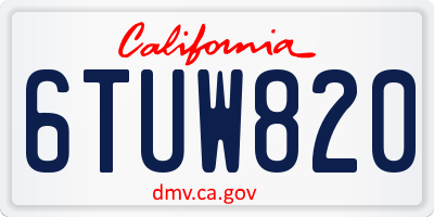 CA license plate 6TUW820