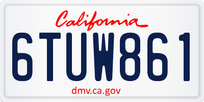 CA license plate 6TUW861