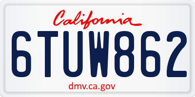 CA license plate 6TUW862